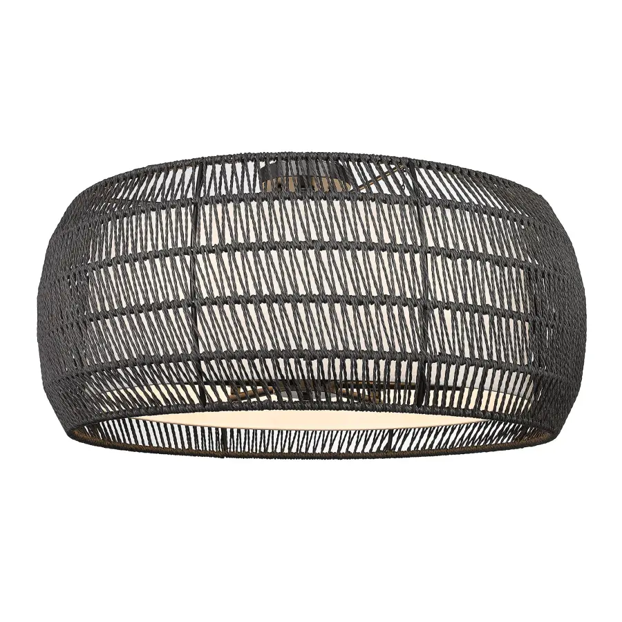 Golden Lighting Everly 6-Light Semi-Flush Mount in Matte Black with Modern Black Rattan Shade - Image 4
