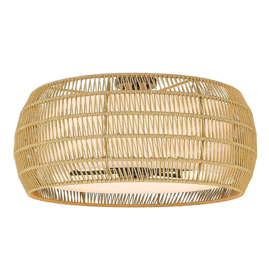 Golden Lighting Everly 6-Light Semi-Flush Mount in Matte Black with Natural Rattan Shade - Image 1