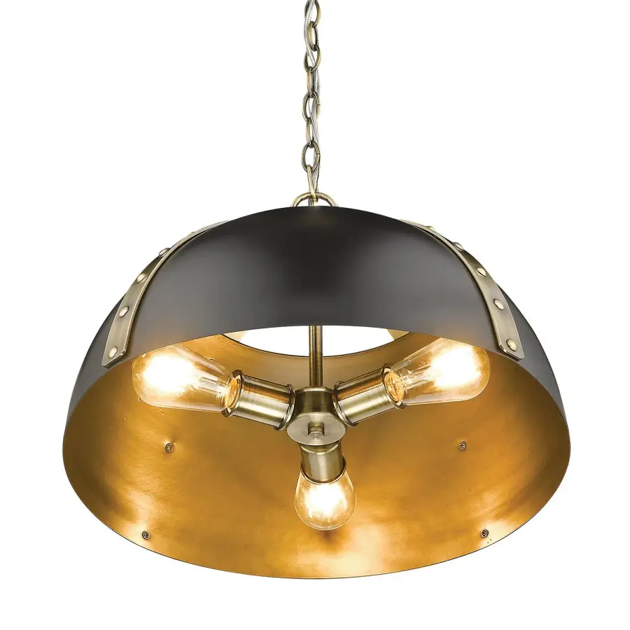 Golden Lighting Aldrich 3-Light Pendant in Aged Brass - Image 3