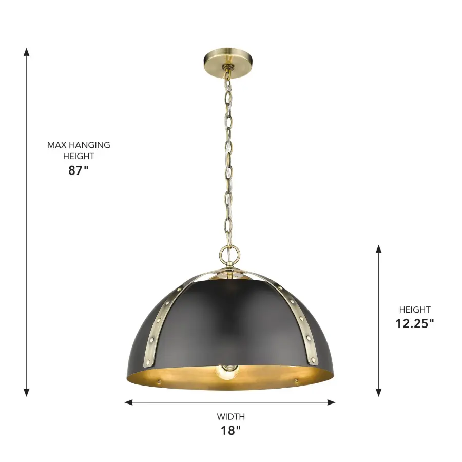 Golden Lighting Aldrich 3-Light Pendant in Aged Brass - Image 6