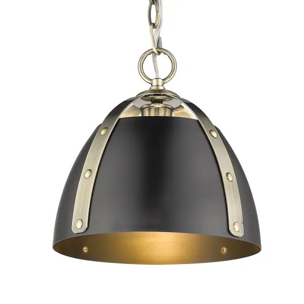 Golden Lighting Aldrich 1-Light Pendant in Aged Brass - Image 1