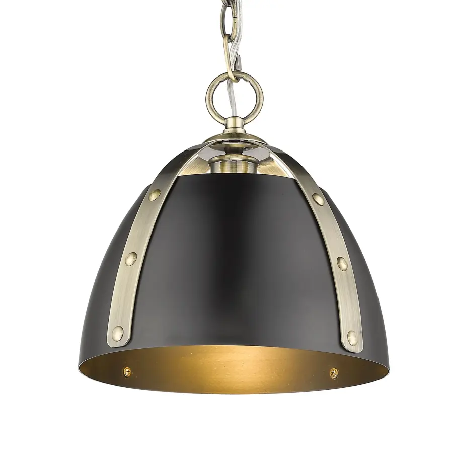 Golden Lighting Aldrich 1-Light Pendant in Aged Brass - Image 1