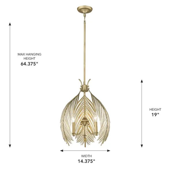 Golden Lighting Cay 3-Light Pendant in Vintage Fired Gold - Image 5