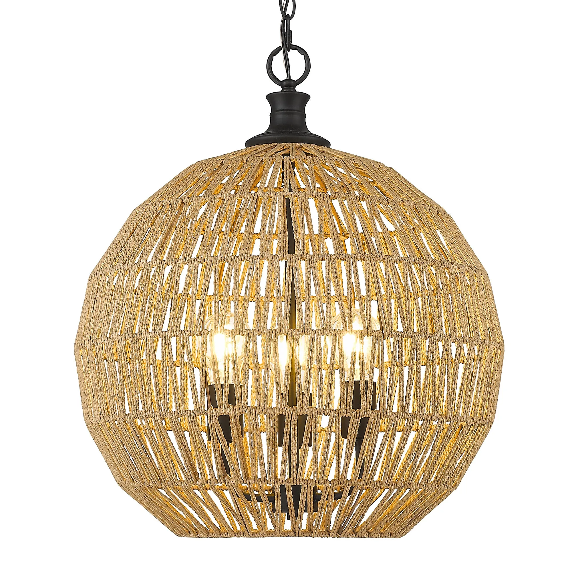 Golden Lighting Florence 3-Light Pendant in Matte Black