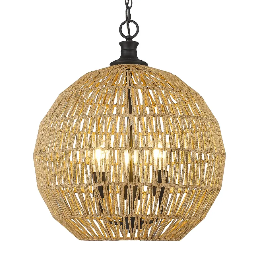 Golden Lighting Florence 3-Light Pendant in Matte Black - Image 1