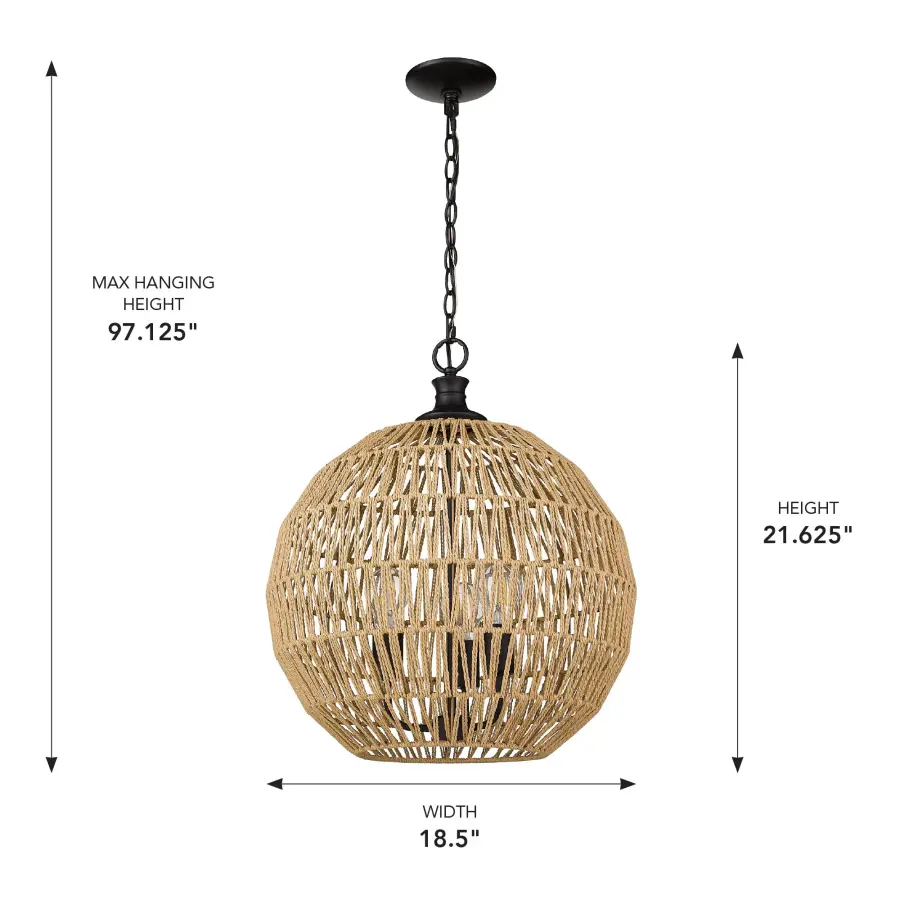 Golden Lighting Florence 3-Light Pendant in Matte Black - Image 5