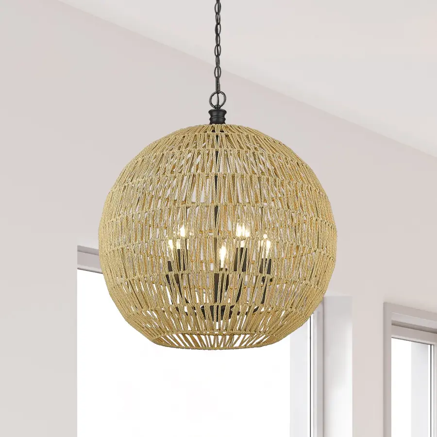 Golden Lighting Florence 5-Light Pendant in Matte Black - Image 6