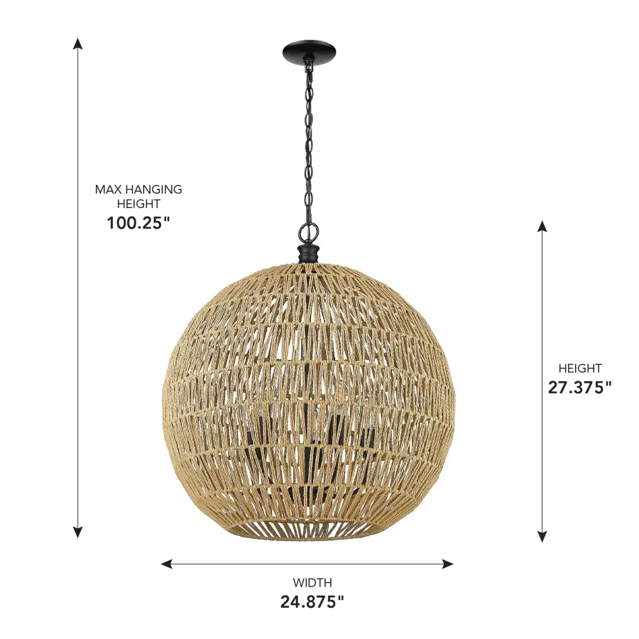 Golden Lighting Florence 5-Light Pendant in Matte Black - Image 7