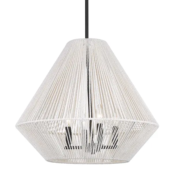 The Valentina pendant brings organic texture and coastal charm with its handcrafted bleached rope shade and matte black frame. Perfect for creating a relaxed, sophisticated atmosphere in dining and kitchen spaces.