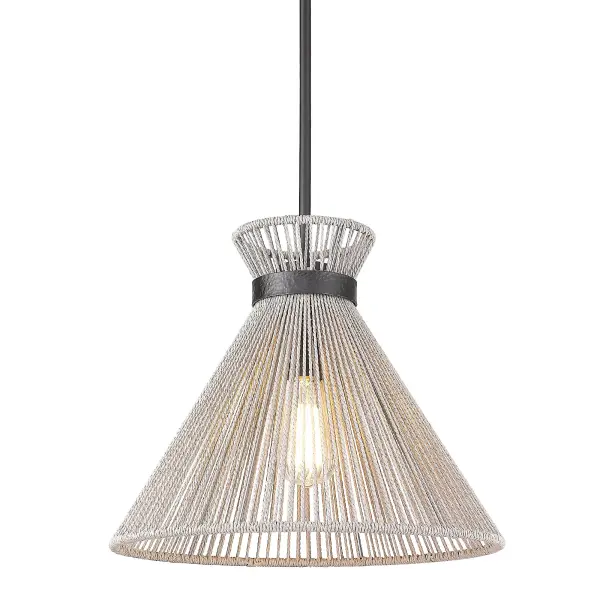 The Avon pendant combines natural raffia texture with modern matte black hardware for a sophisticated coastal-boho aesthetic. Its woven shade creates beautiful ambient light patterns while the adjustable height makes it versatile for various ceiling configurations.