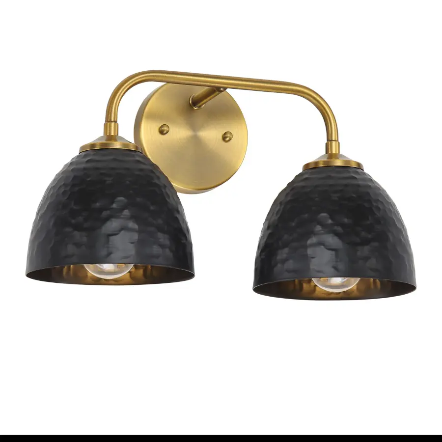 Golden Lighting Shepard 2-Light Vanity in Modern Brass and Matte Black - Image 1
