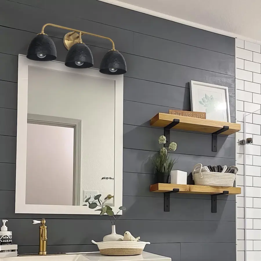 Golden Lighting Shepard 3-Light Vanity in Modern Brass and Matte Black - Image 2