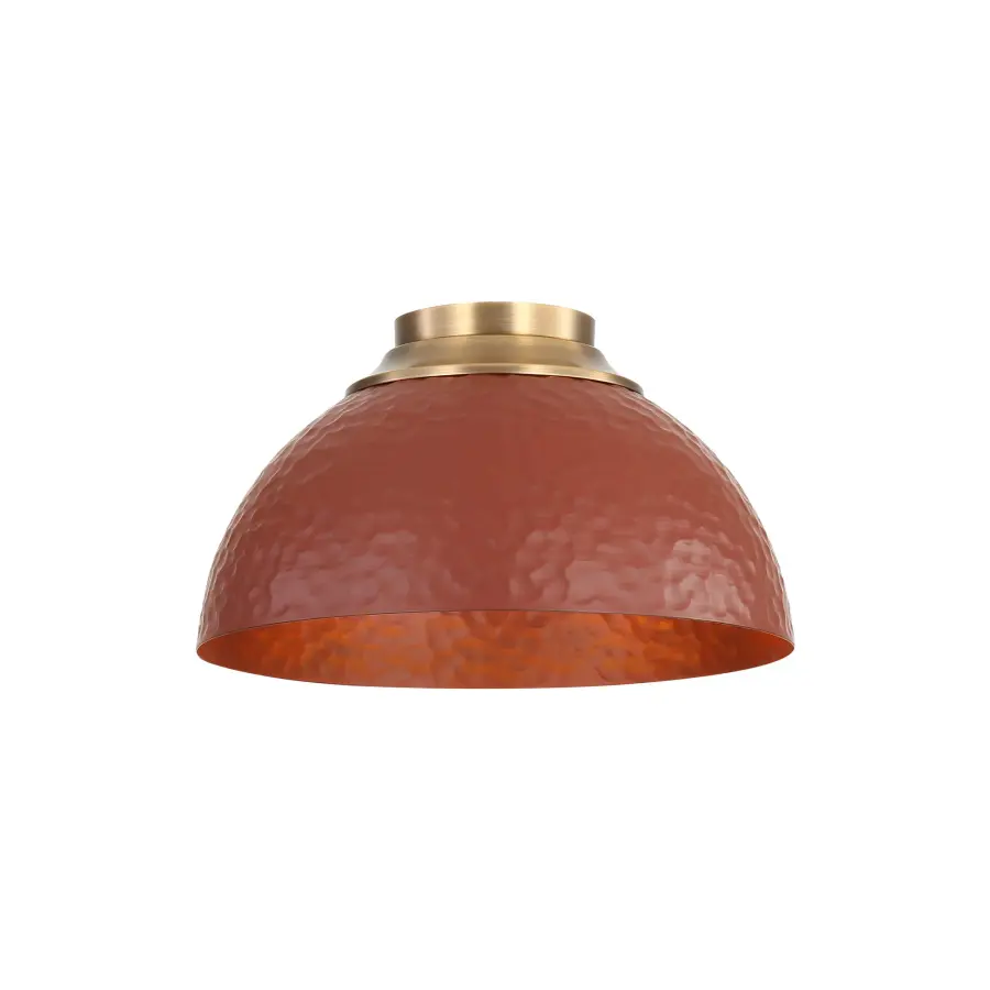 Golden Lighting Shepard 3-Light Flush Mount in Modern Brass and Russet Clay - Image 1