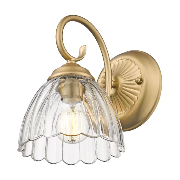Elegant Champagne Brass Sconce with Timeless Clear Glass Design - Image 1