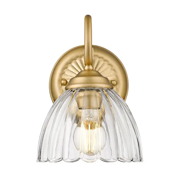 Elegant Champagne Brass Sconce with Timeless Clear Glass Design - Image 2