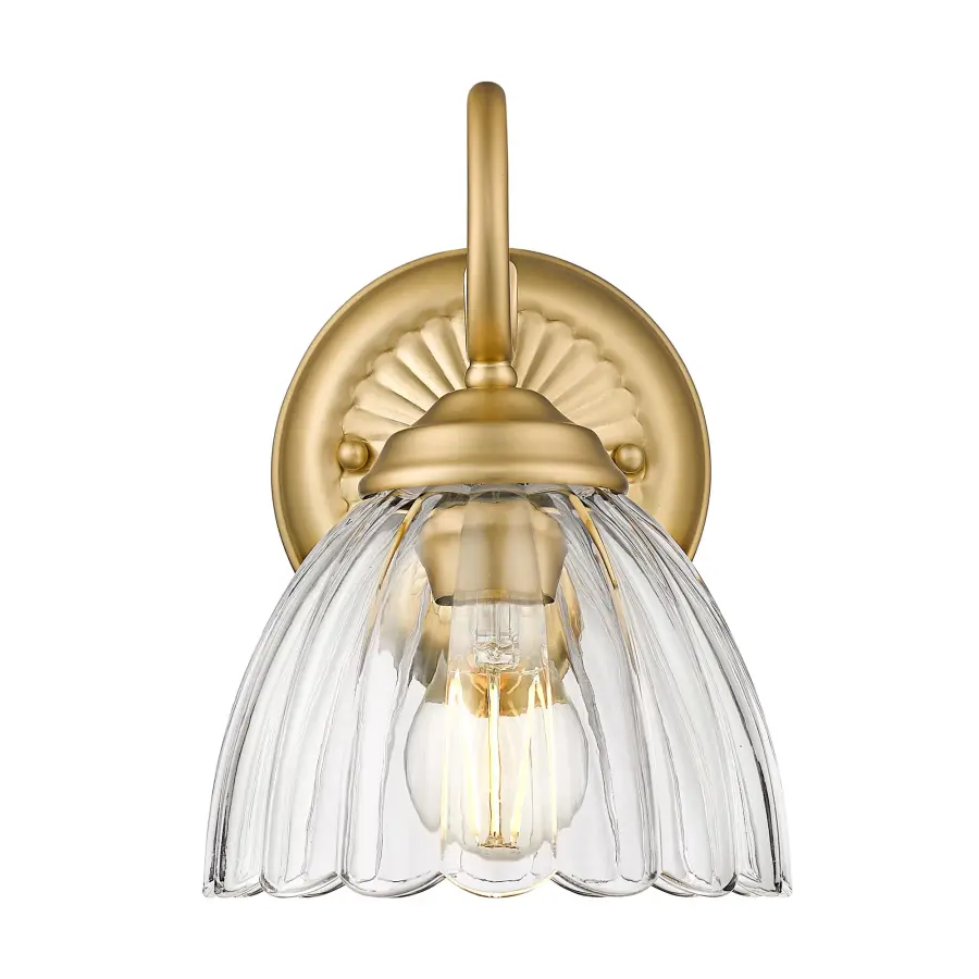 Elegant Champagne Brass Sconce with Timeless Clear Glass Design - Image 2