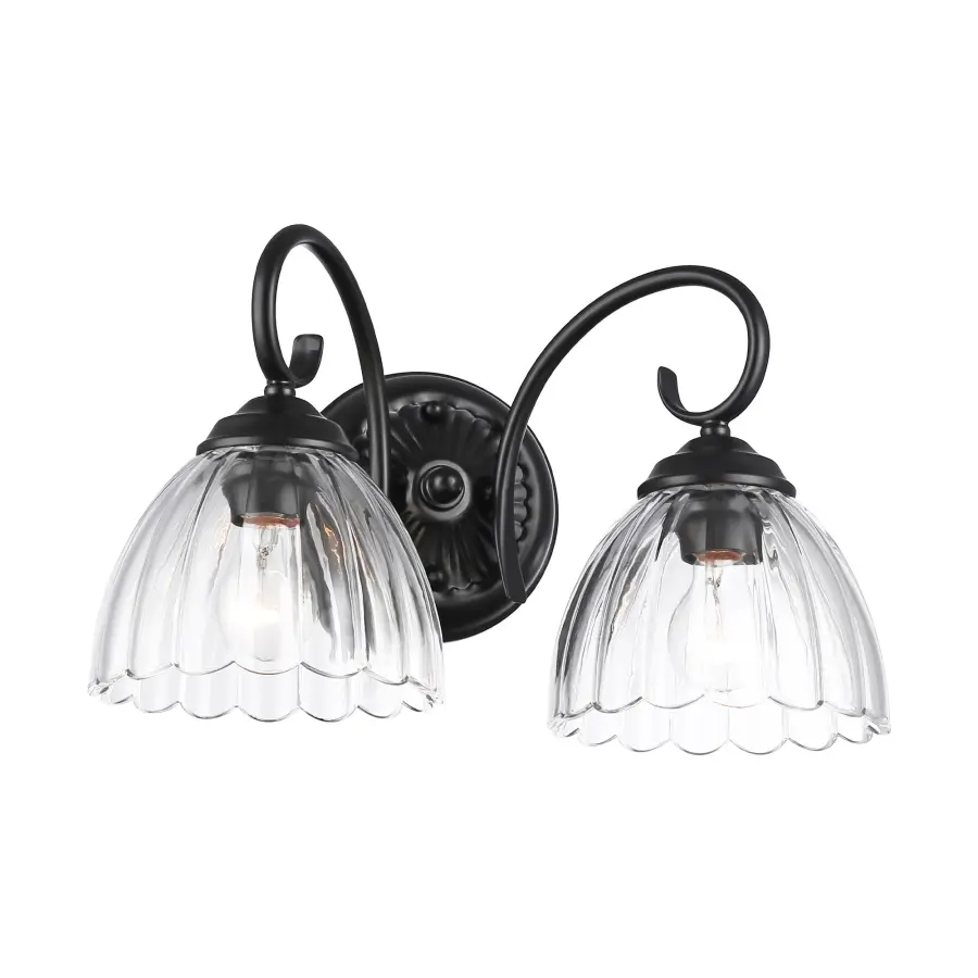 Golden Lighting Audra 2-Light Vanity in Matte Black - Image 1
