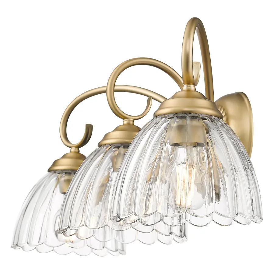 Glamorous Brass Vanity Light with Clear Glass Shades - Image 2