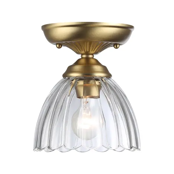 Elegant Compact Semi-Flush with Glamorous Champagne Brass Finish - Image 1