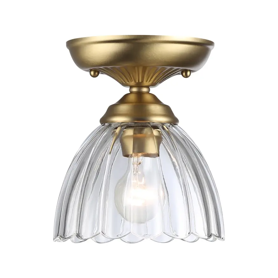 Elegant Compact Semi-Flush with Glamorous Champagne Brass Finish - Image 1