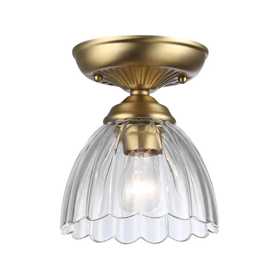 Elegant Compact Semi-Flush with Glamorous Champagne Brass Finish - Image 2