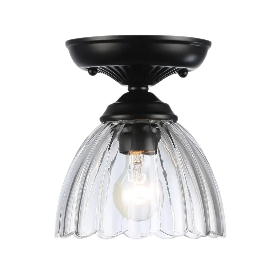 Golden Lighting Audra 1-Light Semi-Flush Mount in Matte Black - Image 1