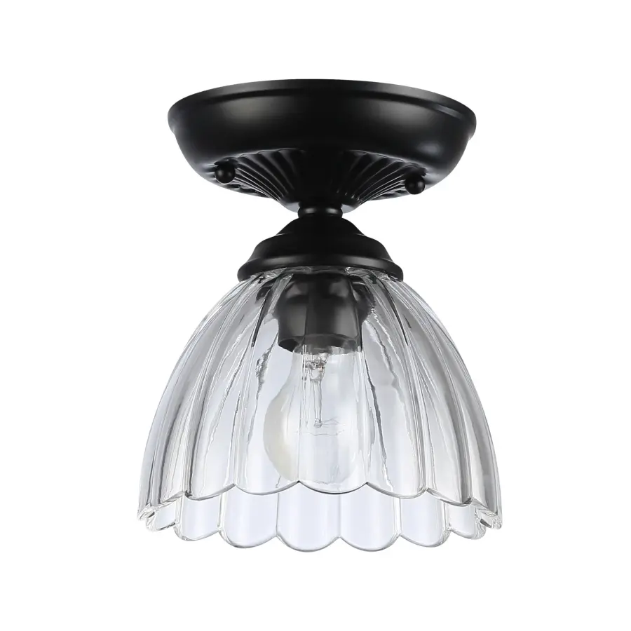 Golden Lighting Audra 1-Light Semi-Flush Mount in Matte Black - Image 2