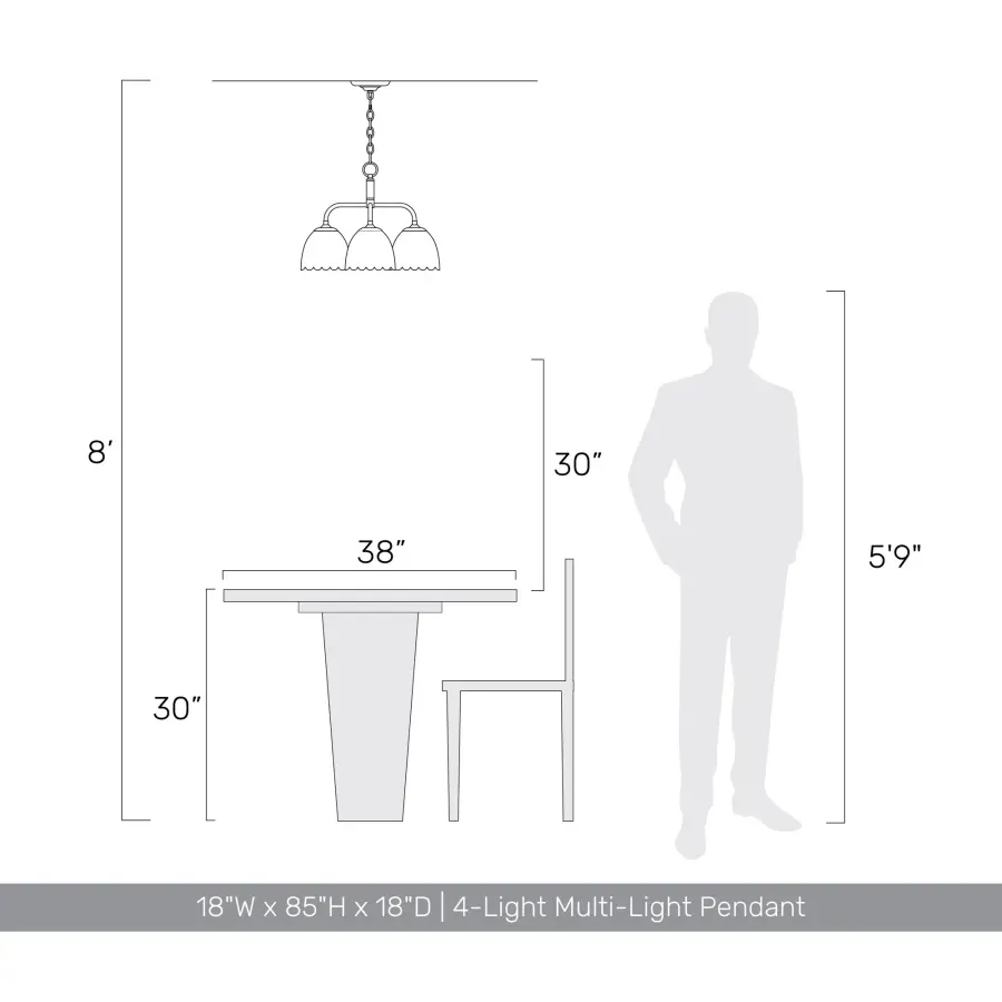 Dorinda Four Light Pendant in Matte Black - Image 8
