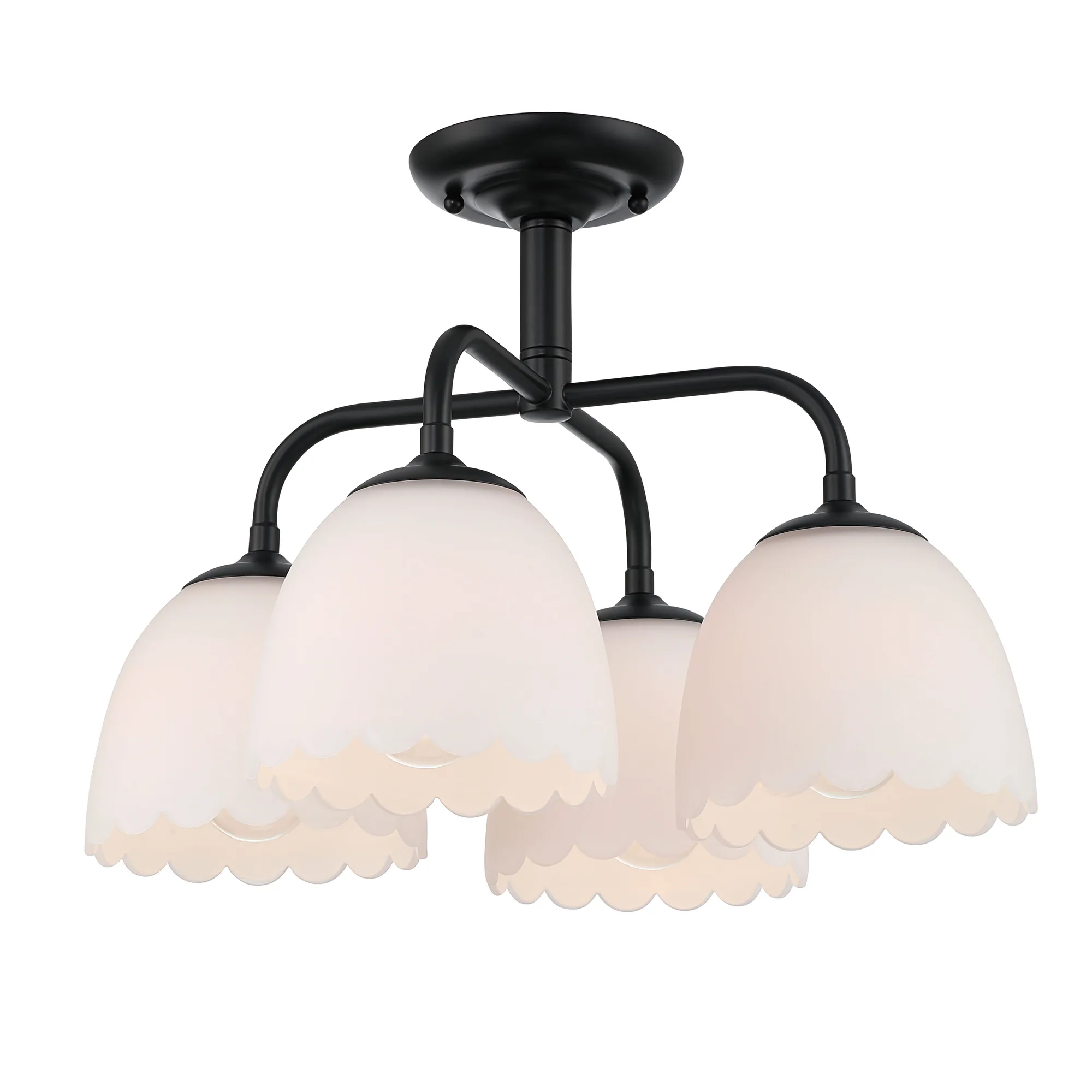 Dorinda Four Light Semi-Flush Mount in Matte Black