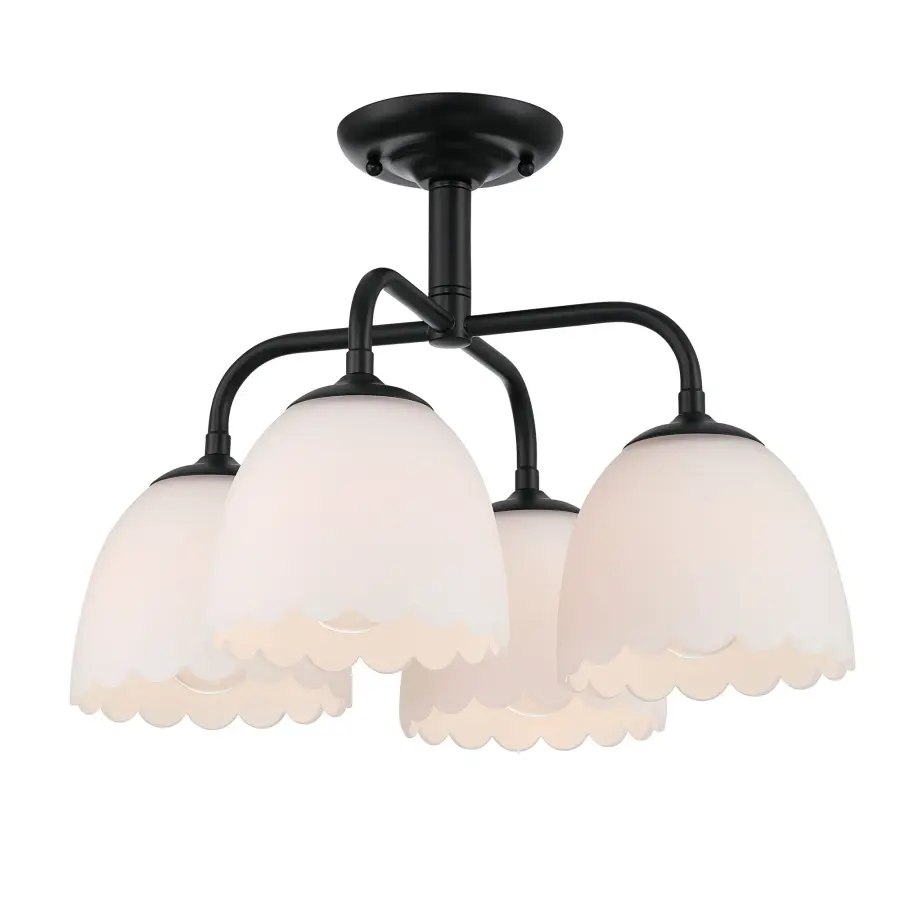Dorinda 4-Light Semi-Flush Mount in Matte Black - Image 1