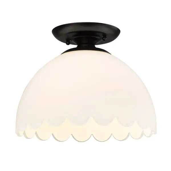 Dorinda One Light Semi-Flush Mount in Matte Black - Image 1