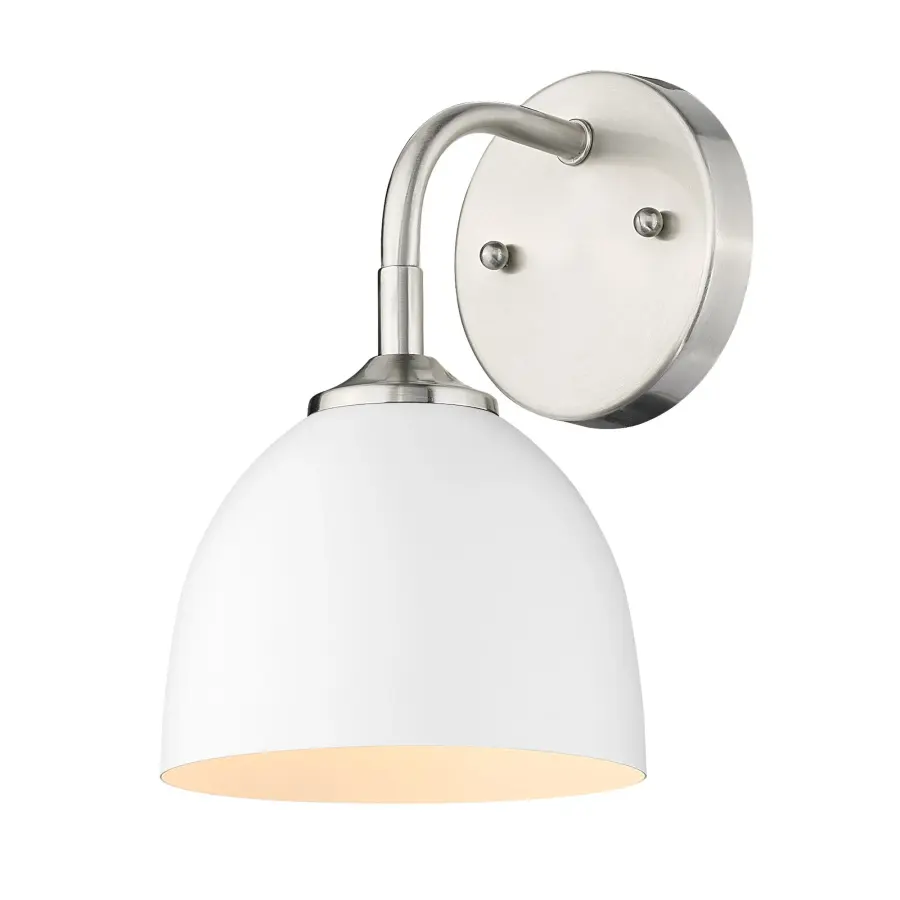 Zoey 1-Light Wall Sconce in Pewter with Matte White Shade - Image 1