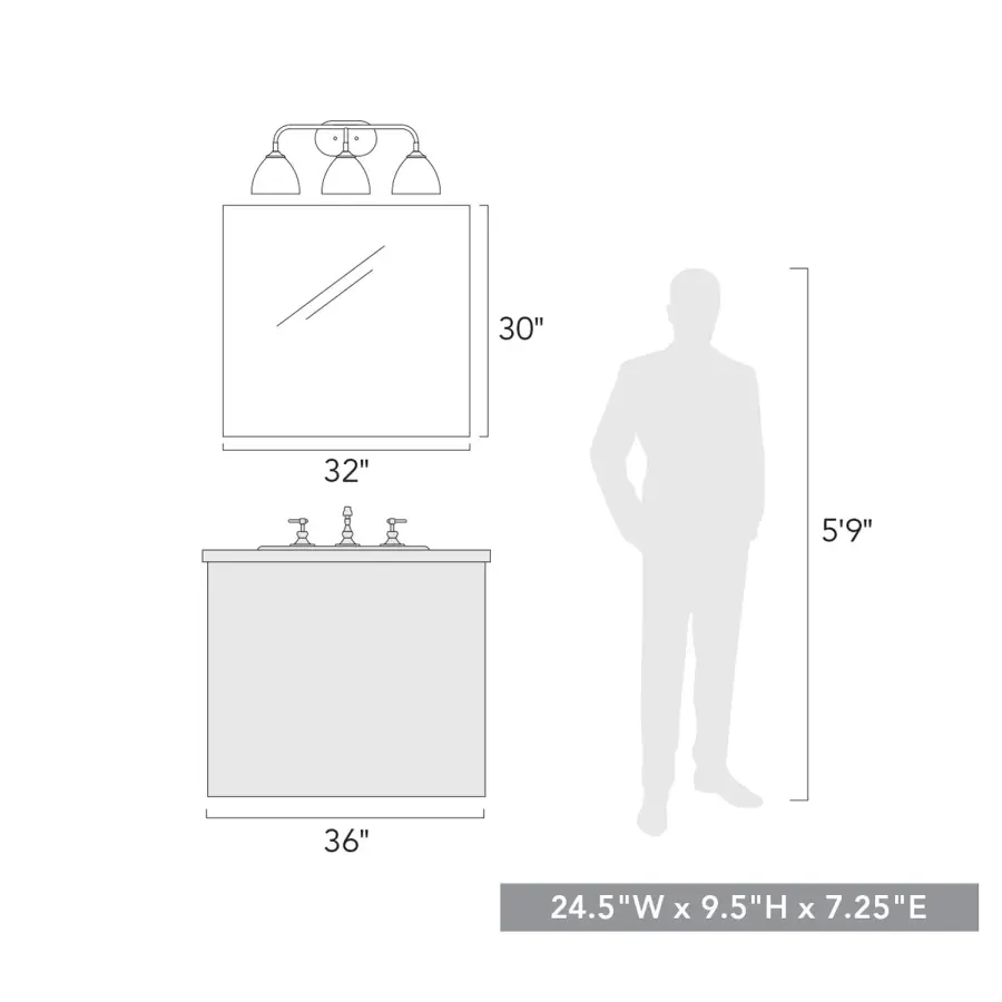 Zoey 3-Light Vanity in Matte Black - Image 4