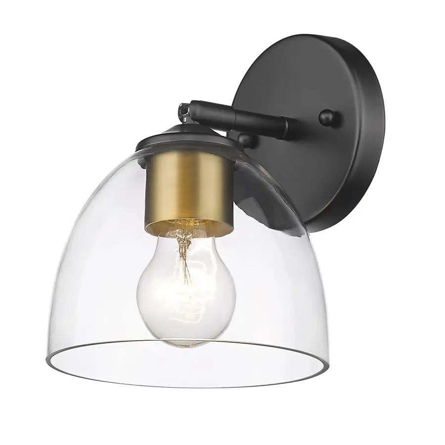 Golden Lighting Roxie 1-Light Wall Sconce in Matte Black with Brushed Champagne Brass - Image 1