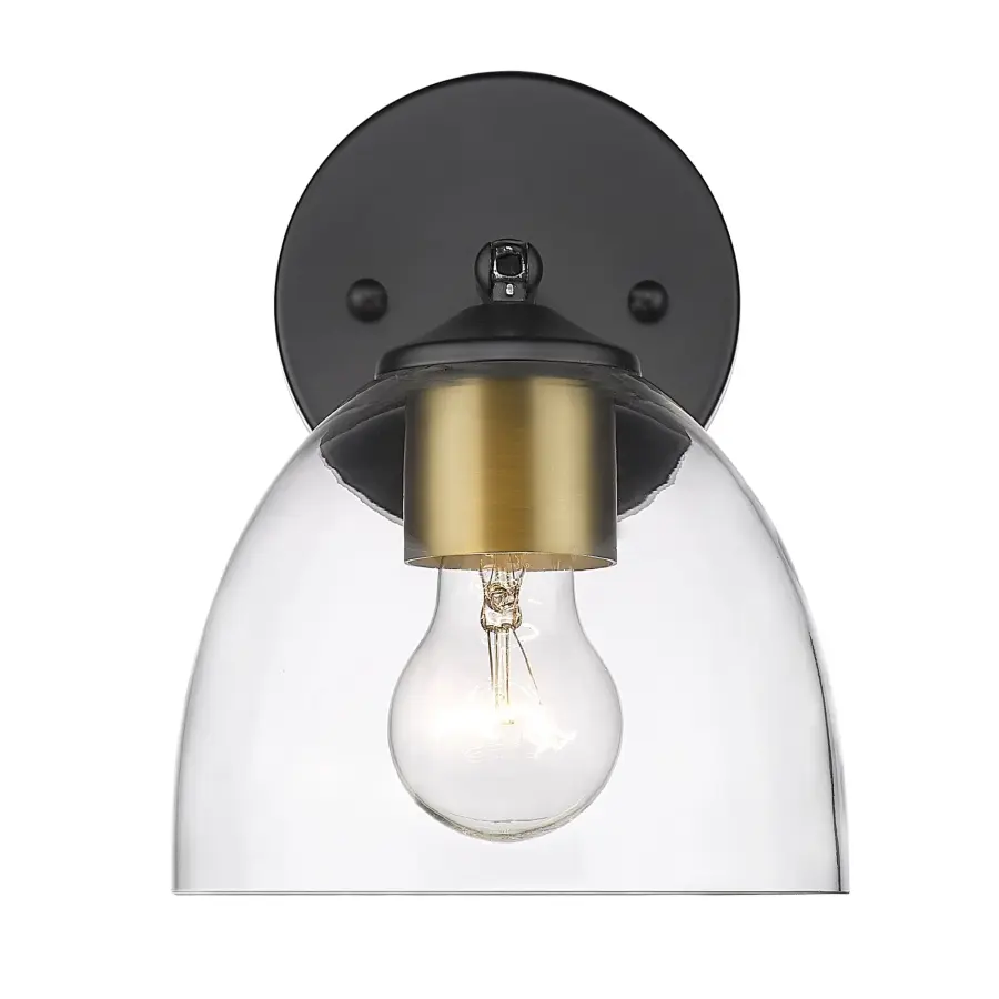 Golden Lighting Roxie 1-Light Wall Sconce in Matte Black with Brushed Champagne Brass - Image 2