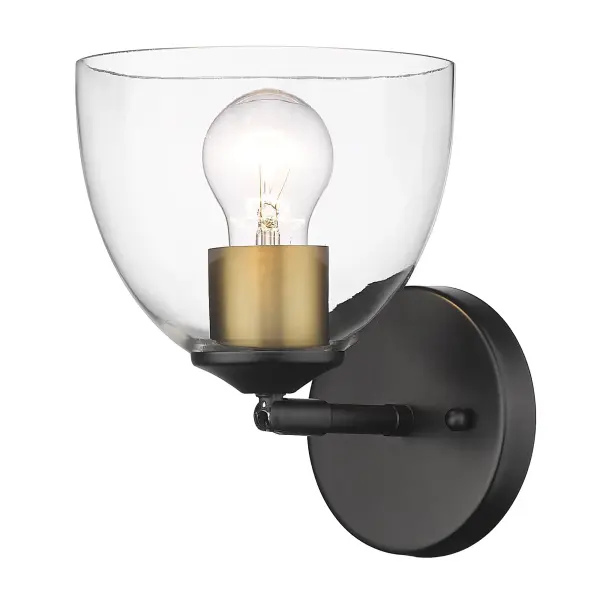 Golden Lighting Roxie 1-Light Wall Sconce in Matte Black with Brushed Champagne Brass - Image 3