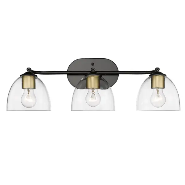 Golden Lighting Roxie 3-Light Semi-Flush Mount in Matte Black and Brushed Champagne Brass - Image 3