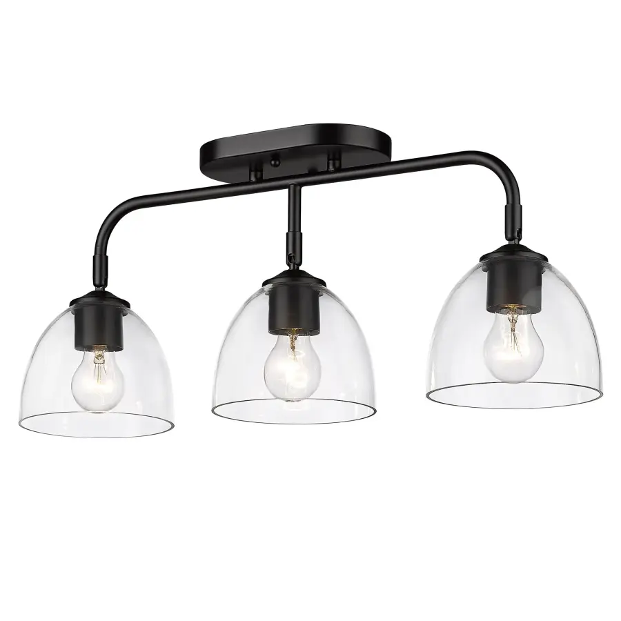Golden Lighting Roxie 3-Light Semi-Flush Mount in Matte Black - Image 1