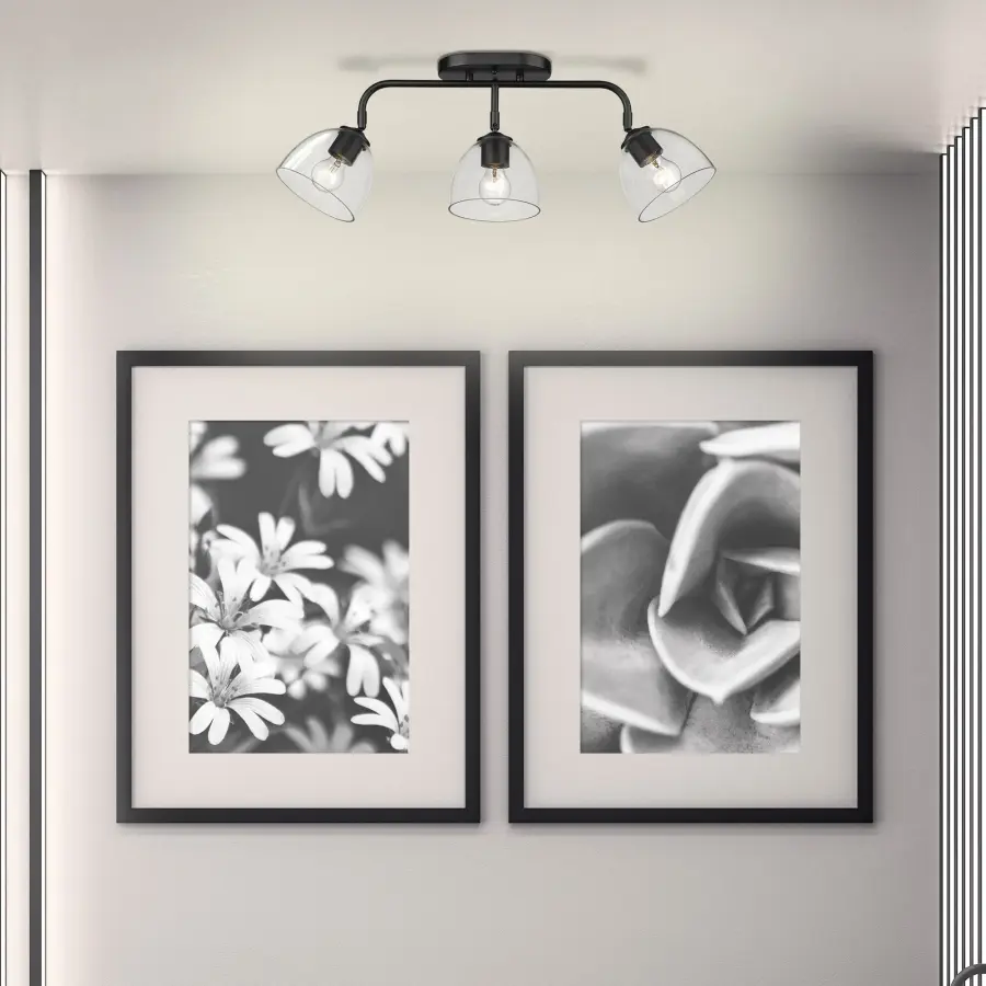 Golden Lighting Roxie 3-Light Semi-Flush Mount in Matte Black - Image 2