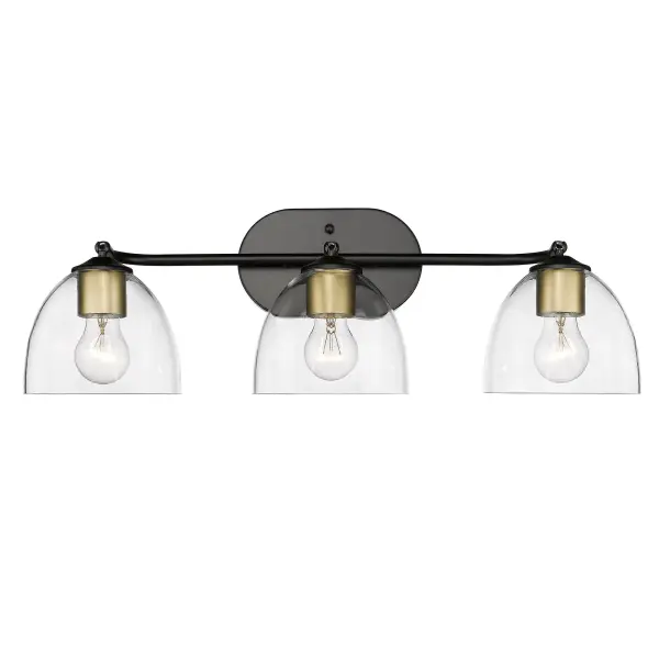 Golden Lighting Roxie 3-Light Vanity in Matte Black with Brushed Champagne Brass - Image 3