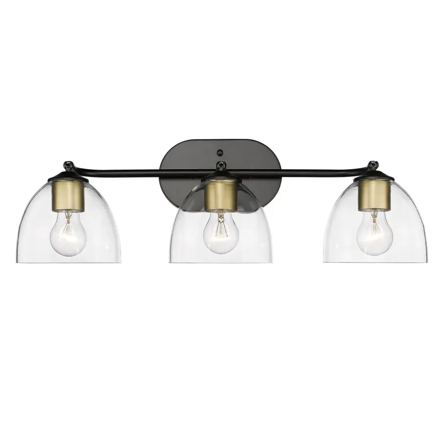 Golden Lighting Roxie 3-Light Vanity in Matte Black with Brushed Champagne Brass - Image 3
