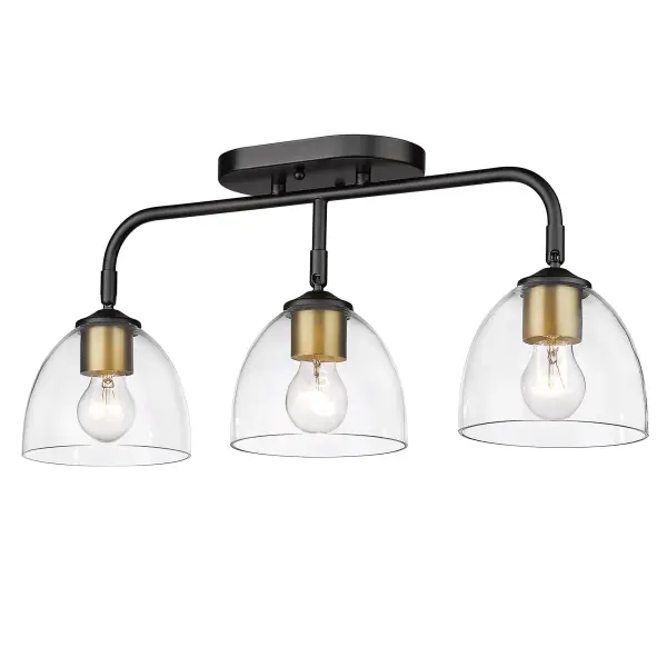 Golden Lighting Roxie 3-Light Vanity in Matte Black with Brushed Champagne Brass - Image 4