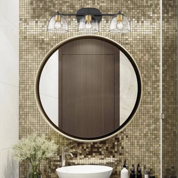 Golden Lighting Roxie 3-Light Vanity in Matte Black with Brushed Champagne Brass - Image 5