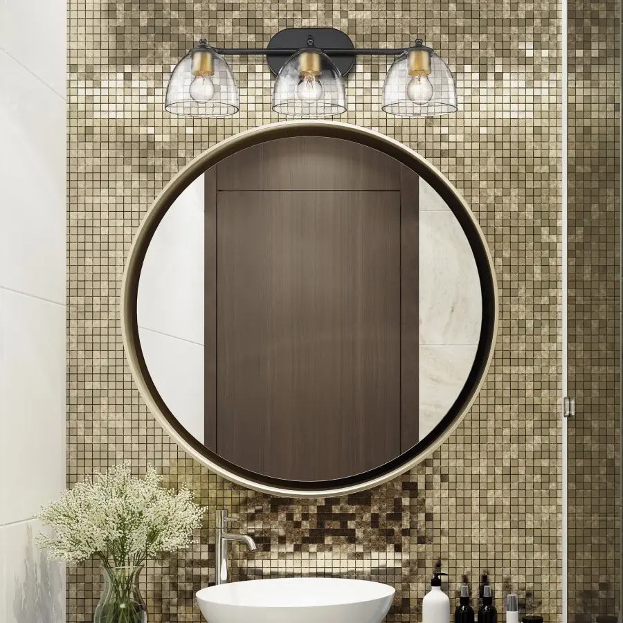 Golden Lighting Roxie 3-Light Vanity in Matte Black with Brushed Champagne Brass - Image 5