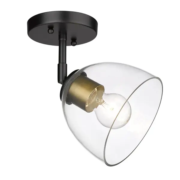 Golden Lighting Roxie 1-Light Semi-Flush Mount in Matte Black and Brushed Champagne Brass - Image 1