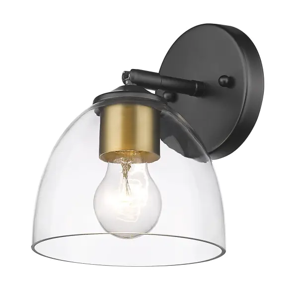 Golden Lighting Roxie 1-Light Semi-Flush Mount in Matte Black and Brushed Champagne Brass - Image 3