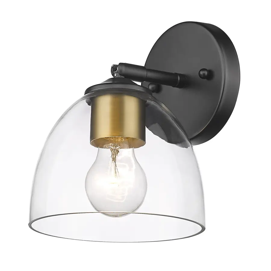 Golden Lighting Roxie 1-Light Semi-Flush Mount in Matte Black and Brushed Champagne Brass - Image 3