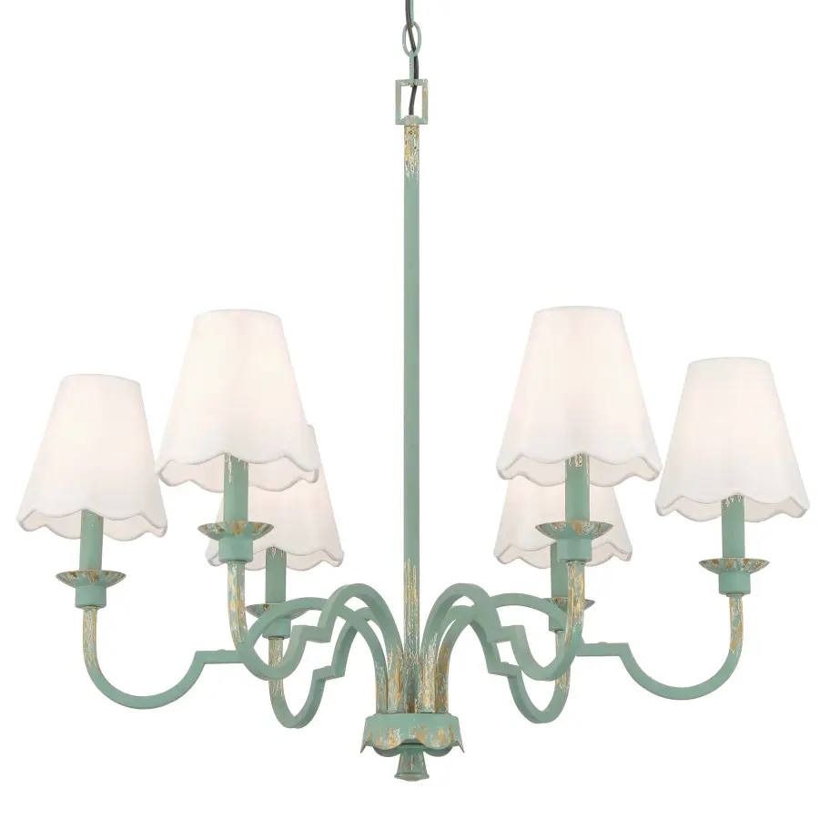 Golden Lighting Cheshire 6-Light Chandelier in Antique Teal - Image 1