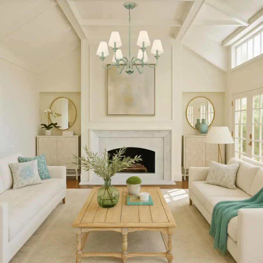 Golden Lighting Cheshire 6-Light Chandelier in Antique Teal - Image 11