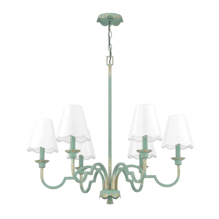 Golden Lighting Cheshire 6-Light Chandelier in Antique Teal - Image 3